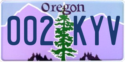 OR license plate 002KYV