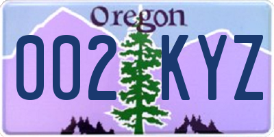 OR license plate 002KYZ