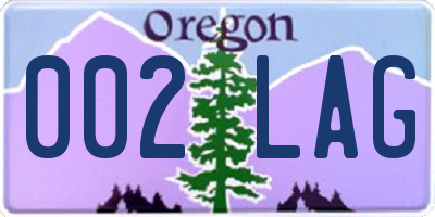 OR license plate 002LAG