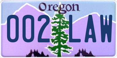 OR license plate 002LAW