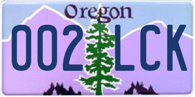 OR license plate 002LCK