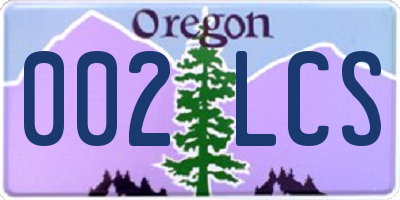 OR license plate 002LCS