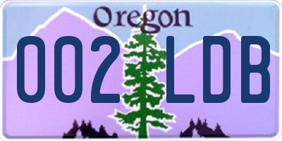 OR license plate 002LDB
