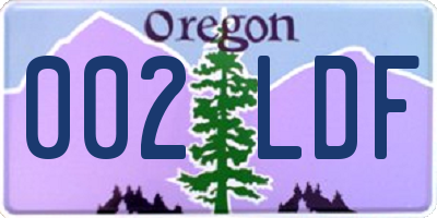 OR license plate 002LDF