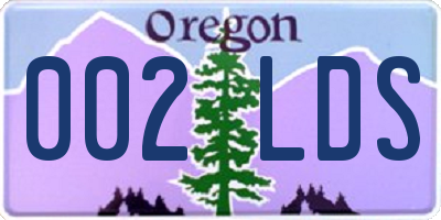 OR license plate 002LDS