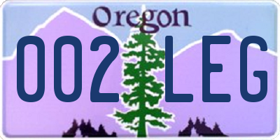 OR license plate 002LEG