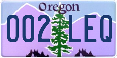 OR license plate 002LEQ