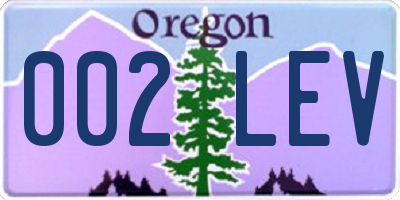 OR license plate 002LEV