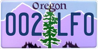 OR license plate 002LFO