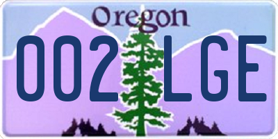 OR license plate 002LGE