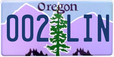 OR license plate 002LIN