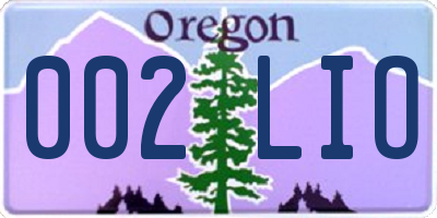 OR license plate 002LIO