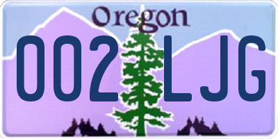 OR license plate 002LJG