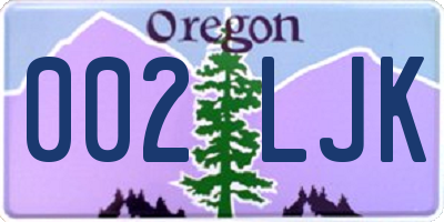 OR license plate 002LJK