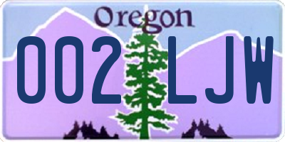 OR license plate 002LJW