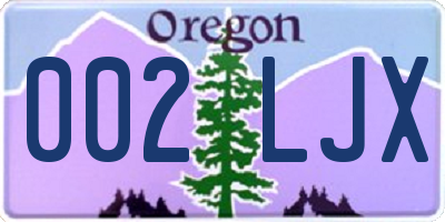OR license plate 002LJX
