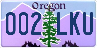 OR license plate 002LKU
