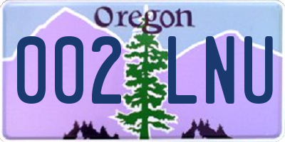 OR license plate 002LNU