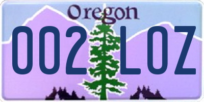 OR license plate 002LOZ