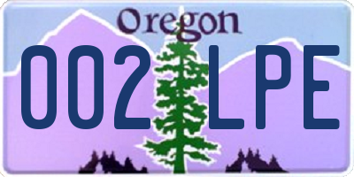 OR license plate 002LPE