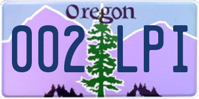 OR license plate 002LPI
