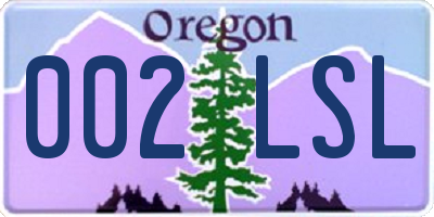 OR license plate 002LSL