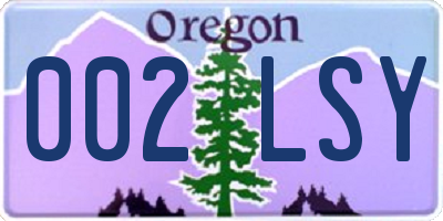 OR license plate 002LSY