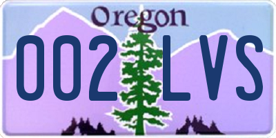 OR license plate 002LVS
