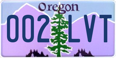 OR license plate 002LVT