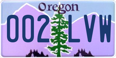 OR license plate 002LVW