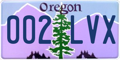 OR license plate 002LVX