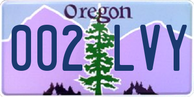 OR license plate 002LVY