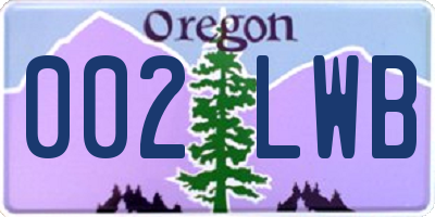 OR license plate 002LWB