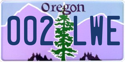 OR license plate 002LWE