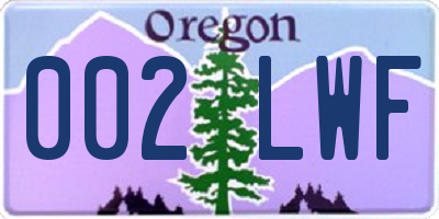 OR license plate 002LWF