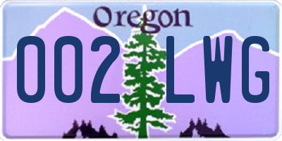 OR license plate 002LWG