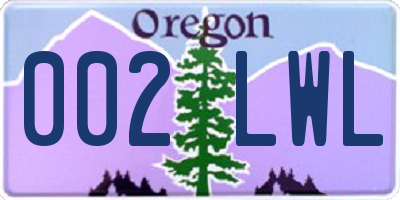 OR license plate 002LWL
