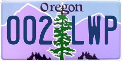 OR license plate 002LWP