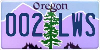 OR license plate 002LWS