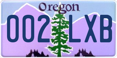 OR license plate 002LXB