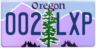 OR license plate 002LXP