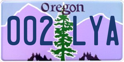 OR license plate 002LYA
