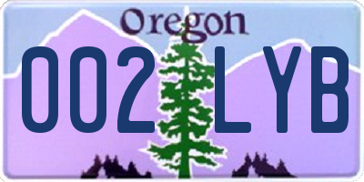 OR license plate 002LYB