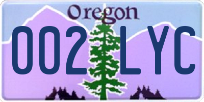 OR license plate 002LYC