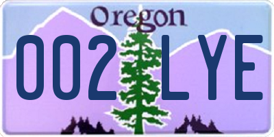 OR license plate 002LYE