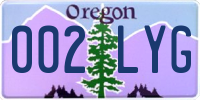 OR license plate 002LYG