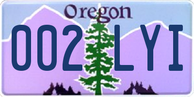 OR license plate 002LYI
