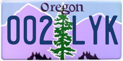 OR license plate 002LYK