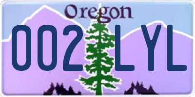 OR license plate 002LYL