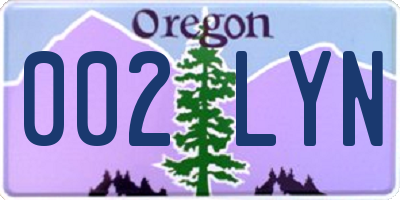 OR license plate 002LYN